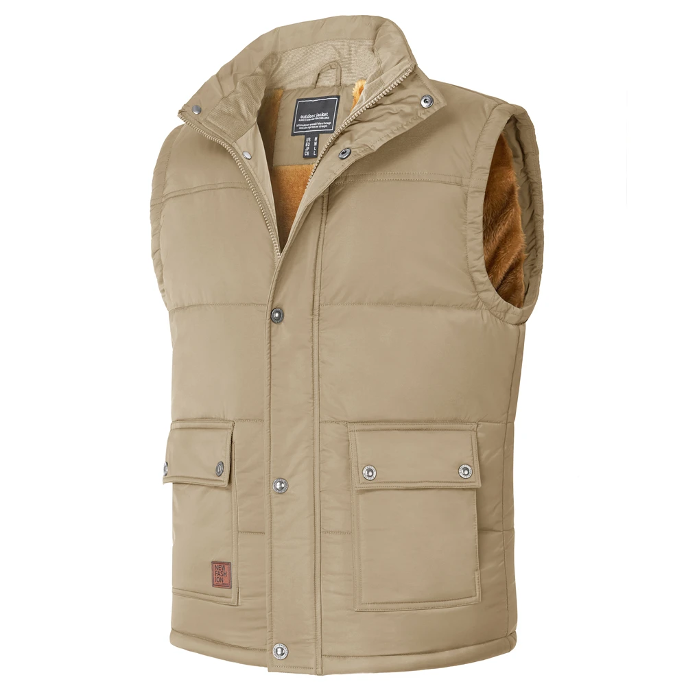 TACVASEN Men Winter Gilet Fleece Body Warmer Outdoor Warm Vest Windproof Gilet Jacket with Pockets 