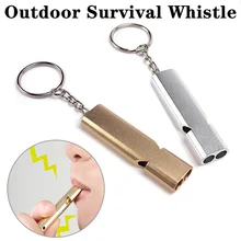Dual-tube Safety Survival Whistle Outdoor Tools Portable Referee Whistle With Keychain Keyring Pendant Camping Emergency Whistle