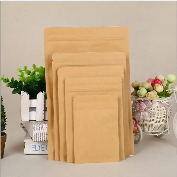 50 шт. 18x30+ 5 см крафт-бумажные мешки для упаковки пищевых продуктов Ziplock сумка экологичная Упаковка для хранения пищевых продуктов Герметичная сумка с защитой от запахов нулевая сумка для мусора