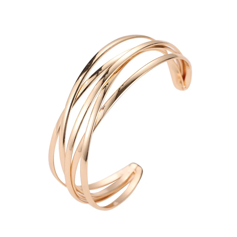 New Fashion Gold Silver Color Geometric Adjustable Open Cuff Bangles Bracelets for Women Hollow Indian Jewelry