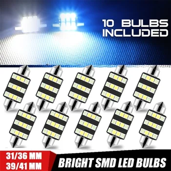 

10pcs C5W C10W Led Bulb 31mm 36mm 39mm 41mm White Blue Led Light Festoon 3030 12Leds 12V Reading Lamp Auto Car Interior Light