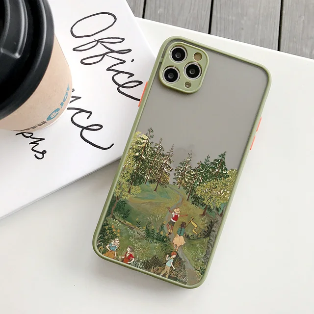 Cartoon Scenery Girl Phone Case For iphone 7 8 Plus SE 2020 13 11 12 Pro Max for iPhone X XR XS MAX Hard Shockproof Cover Fundas matcha FJSN 2