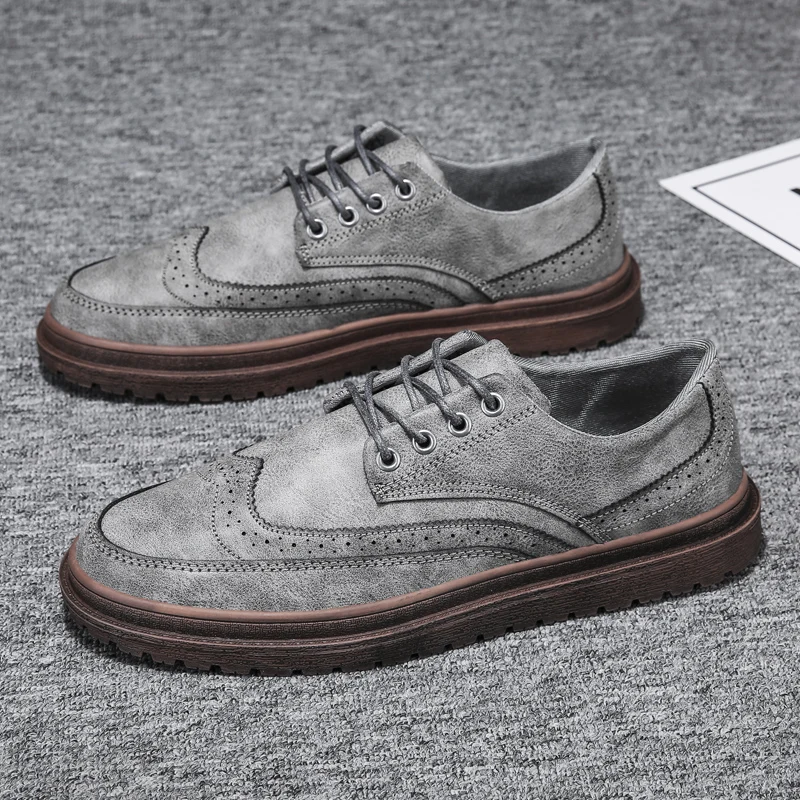 classical brogue oxford for men italian designer elegant male dress footwear trend work office leather casual flats for man shoe (39)