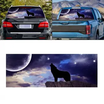 

165 x 56CM PVC Car Sticker Decals Wolf Pattern Car Sun-Resistant Waterproof Rear Windshield Sticker Fit for Trucks SUV Jeep
