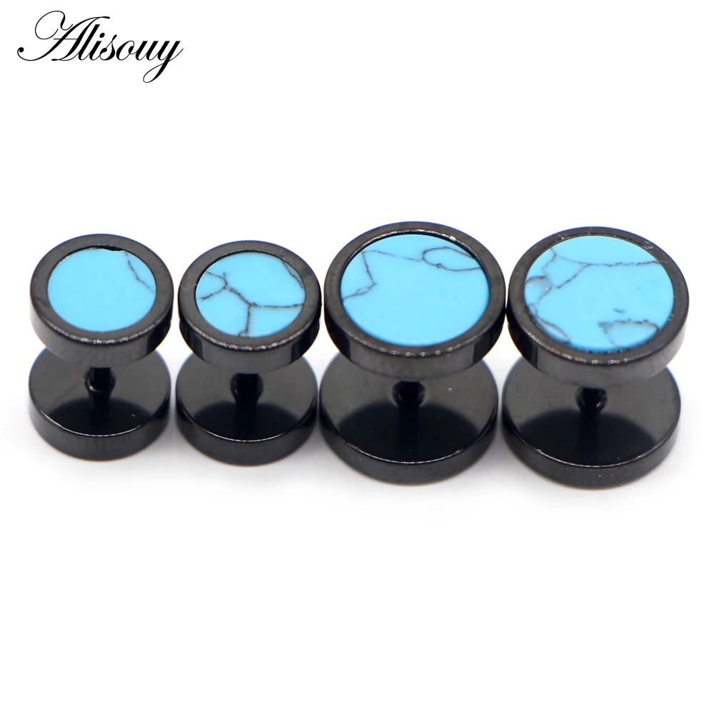 1 Piece Fashion Punk Earrings Double Sided Round Bolt Stud Earrings Ma – Genesis Cabaret - Foto 4