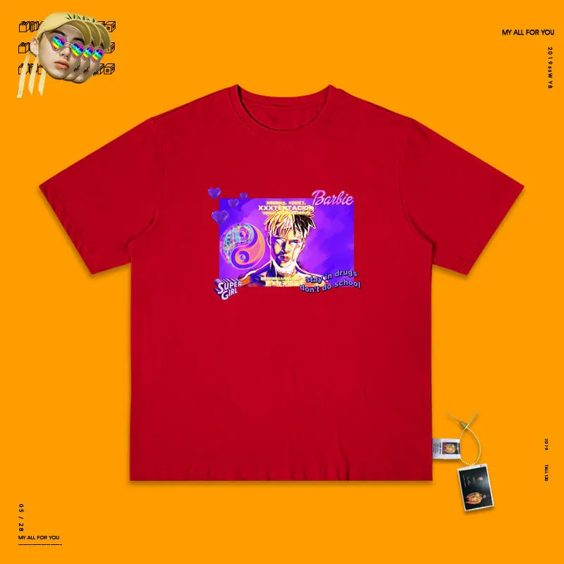 Salute Idol Xxxtentacion хип-хоп певица Паровая волна Ins Exceed Fire настоящая куртка мужская и женская брендовая футболка - Цвет: red