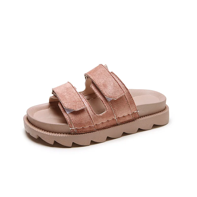 

2019 Summer New Style Velcro Slipper Women's Fashion Outer Wear Versatile Platform Thick Bottomed A- line Beach Sandals