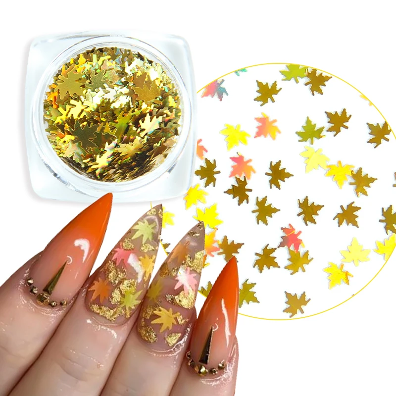 Nail art with gold flakes