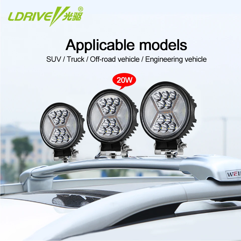 

New Round 4 Inch 20W LED Running Lights Off-road Beam Driving Lights Car Work Light SUV Driving Lighting Round Spotlight