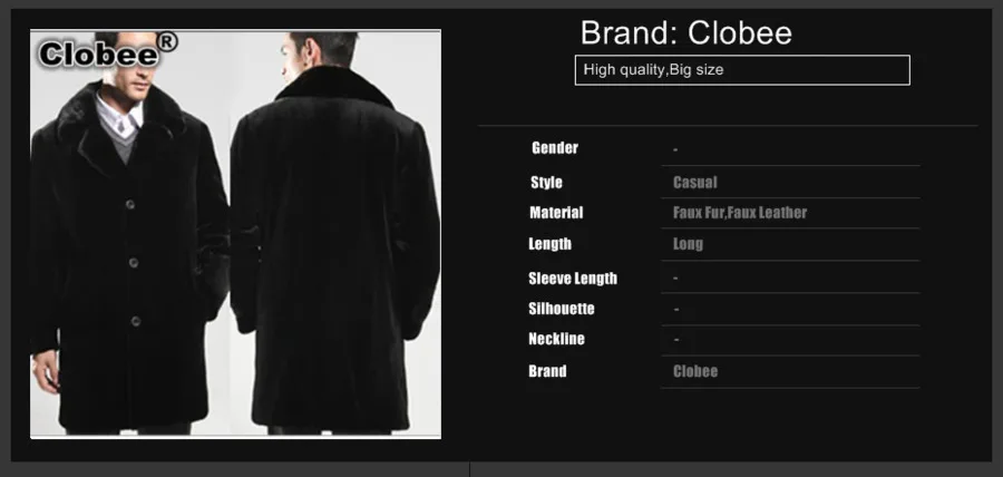6XL, зимняя черная норковая куртка, ветровка, Vete, мужская, длинный стиль, отложной воротник,, пальто из искусственного меха размера плюс, XXXL, V557