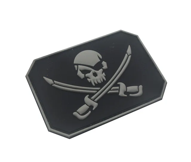 Morale Patches No Knife No Life SKULL PVC 3D Military Tactical Patch badge applique EMBLEM - Цвет: Pirate Gray 6 x 9cm