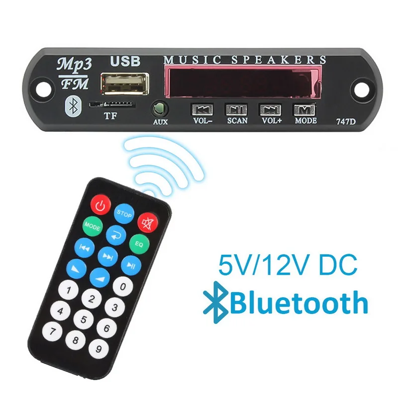 Bluetooth Bluetooth MP3-плеер со слотом для SD карты/USB/FM декодер доска 5 в 12 В аудио модуль Дистанционное декодирование доска USB TF fm-радио для автомобиля - Формат цифровых медиаданных: Bluetooth