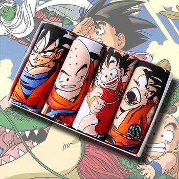 

4pcs/lot sexy Men's Calvin Dragon Ball Underwear Cotton Naruto Boxers Man Breathable Panties Solid One Piece Brand Underpants