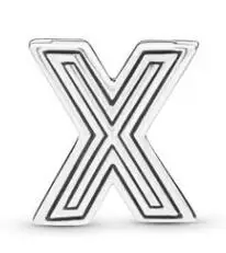 X 925 пробы Серебряный Круглый Шарм круглый шарик A-Z зажим подходит Оригинальное отражение Шарм браслет ювелирные изделия аксессуары - Цвет: X