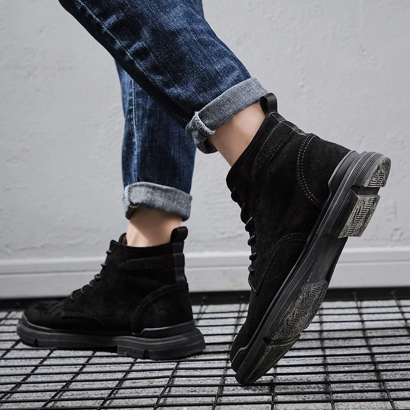 

Hight-top Workwear Men's Boot British Style Locomotive Short Boots Patented-2019 Medium Boots Autumn & Winter New Style Martin B