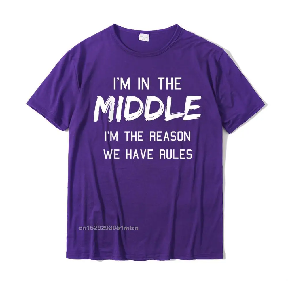 Comics 100% Cotton T Shirt for Men Short Sleeve Design T Shirt Oversized Autumn Crewneck T Shirt Summer Wholesale Middle Child Shirt Im The Reason We Have Rules Siblings T-Shirt__4938 purple