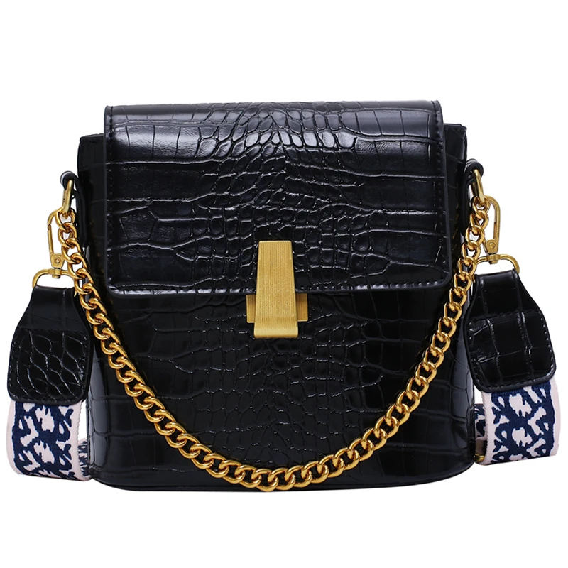 

iVog New Arrival Everyday Ladies Small Chain Messenger Crossbody Handbag gg Black Geometric Bucket Bags for Women 2019