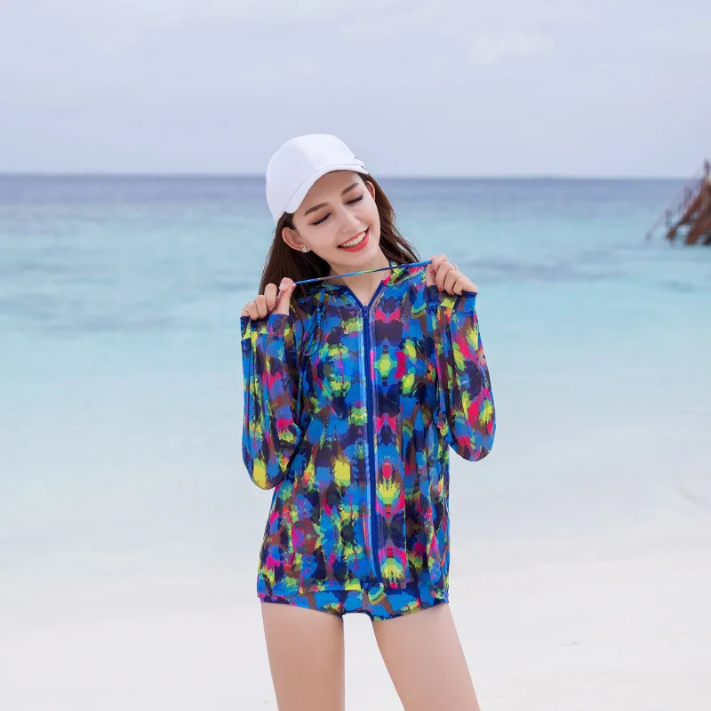 

South Korea Bathing Suit Women's Split Type-Small Bust Gathering Three-piece Set Belly Covering Slimming Bubble Hot Spring Grace