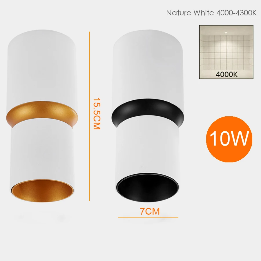 Nature White 10W Уникальный светодиодный светильник, поверхностный монтаж, лампа для гостиной, спальни, художественная галерея, проходной Топ, COB светильник - Испускаемый цвет: Nature White 10W