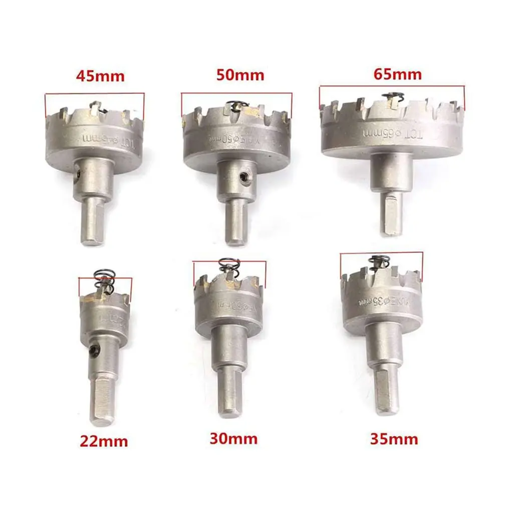 6Pcs HSS Hole Saw Set Carbide Tip TCT Core Drill Bit Hole Saw For Alloy Stainless Steel Cutter Power Tool Accessories