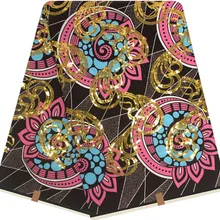 Анкара ткань для пэчворка африканская восковая печать ткань tissus воск с золотыми блестками африканская Ткань 6 ярдов хлопковая ткань LP-A7