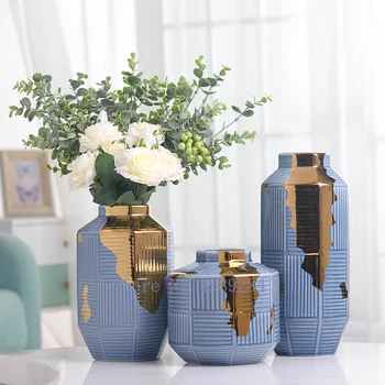 

CREATIVE NORDIC CERAMICS GOLD STRIPE MODERN HOME CERAMIC VASE FLOWER ARRANGEMENT ACCESSORIES DECORATION FLOWERS VASES WEDDING