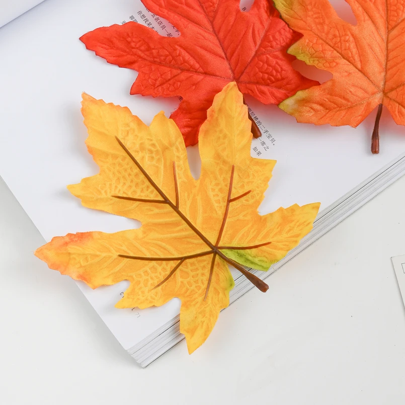 10PCS Silk Maple Leaf Halloween Neue Jahr Weihnachten Dekoration für Home Hochzeit Künstliche Pflanzen Scrapbooking DIY Hohe Qualität – Detail 2