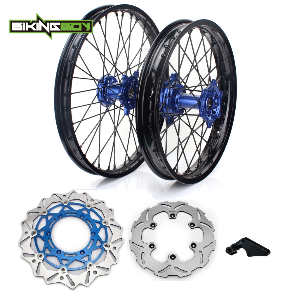 BIKINGBOY 2" 18" передние задние колеса диски ступицы диски кронштейн для Yamaha YZ 250 450 F 2009 2010 2011 2012 2013 - Цвет: 09-13 Blue Disc