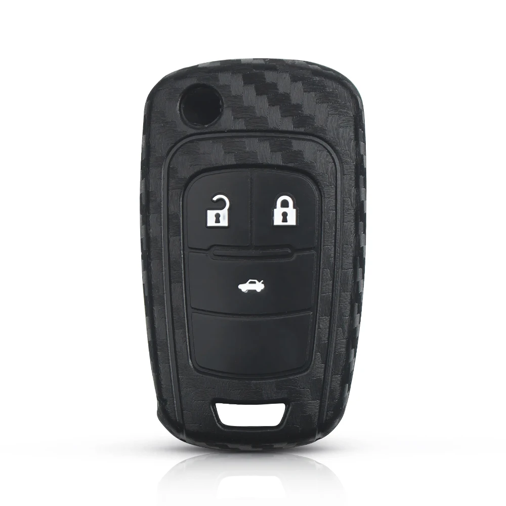 3 Buttons KEYYOU 10 шт. карбоновый силиконовый чехол для дистанционного ключа от машины для Chevrolet Cruze Aveo Lova Sail Opel Astra Corsa Meriva Zafira Antara J - Название цвета: 3 Buttons