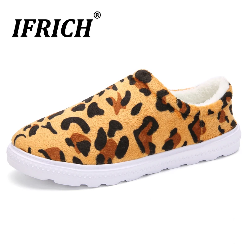 

New Stylish Non-Leather casual Shoes for Unisex Slip-On Leisure Couples Shoes Winter Loafers with Fur Mens Warm Footwear Leopard