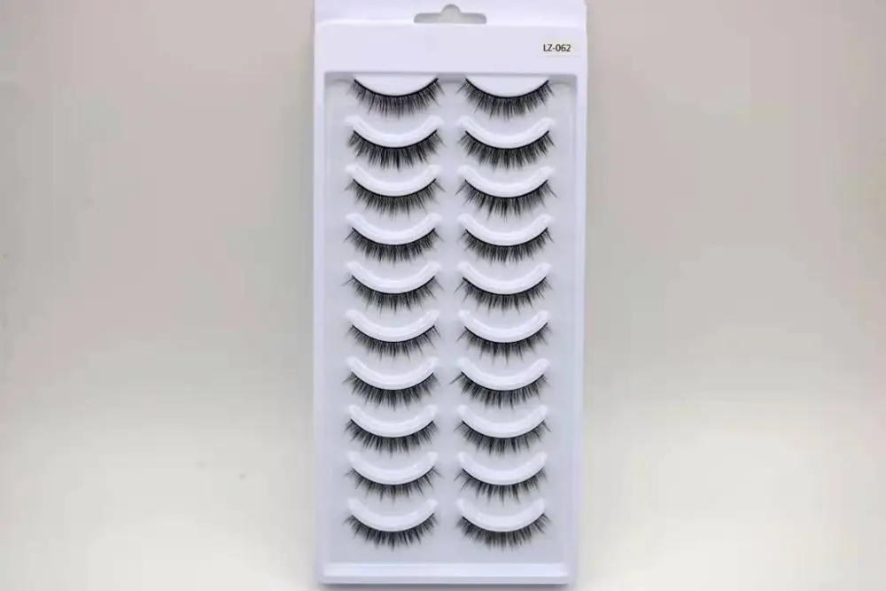

10 Pairs 3D Natural Long Handmade 100% Mink False Eyelashes Reusable Dense Black Extend Eyelashes Exquisite Beauty Makeup Tools