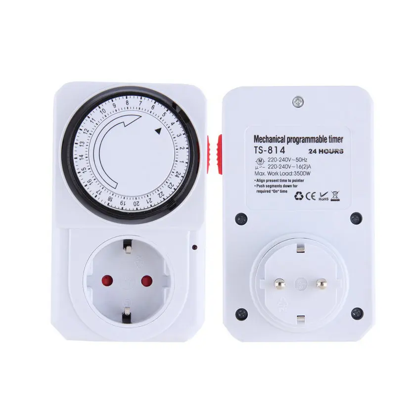 

24 Hour Mechanical Electrical Plug Program Timer Power Switch Socket Energy Saver US/EU Plug White Color