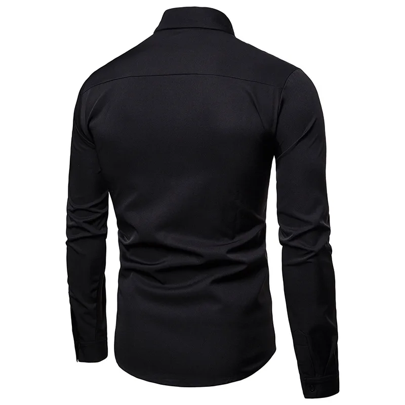Мужская Повседневная рубашка Slim Fit Мужская Повседневная рубашка на пуговицах белая однотонная рубашка с длинными рукавами официальные сорочки мужская одежда