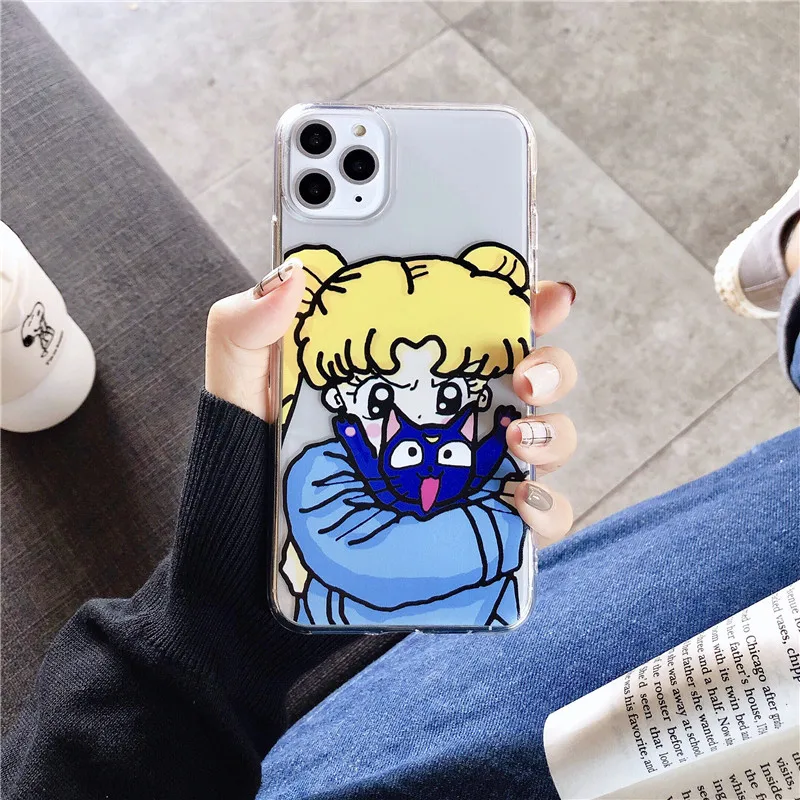 1 Милый мультяшный чехол для телефона Сейлор Мун для iPhone 6 6S 7 8 X XR XS Max Силиконовый мягкий прозрачный чехол для iPhone 11 Pro MAX задняя крышка - Цвет: 1