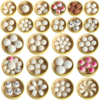 

Simulation steamed bun bun flower roll fake food model meat bun dumpling steamer toddler cognitive props set