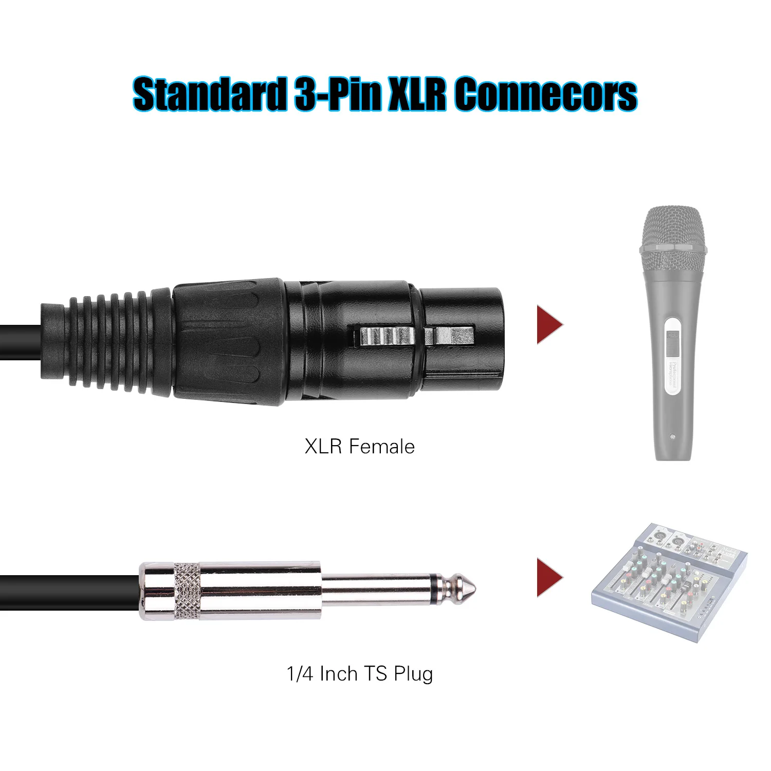 Ggiant микрофонный кабель XLR гнездовой разъем на 1/4 дюйма TS моно штекер