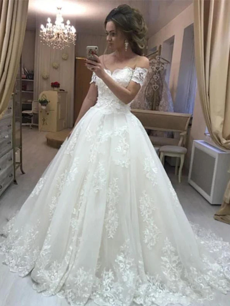 Слоновая кость LORIE сексуальный халат de soiree кружевное свадебное платье с открытыми плечами платья на свадьбы и вечеринки платья, аппликации из кружева свадебное платье цвета слоновой кости - Цвет: Слоновая кость