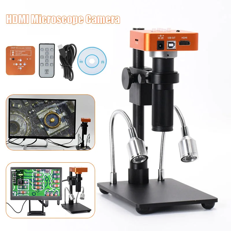 

34MP HDMI USB Industrial Microscope Camera High Definition Digital Magnifier Lens for Cameras Phone Repair --M25