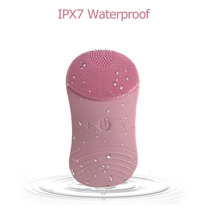 Pink Очищающая щетка для лица, водонепроницаемый силиконовый очиститель для лица с отрицательным ионом, вибрирующий массажер, Очищающий Инструмент для глубокого ухода за кожей - Цвет: Pink