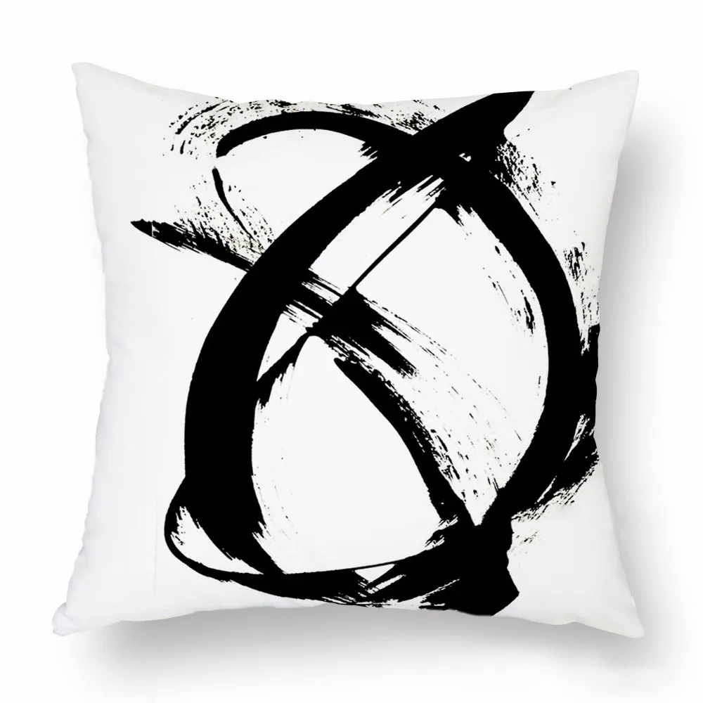 Modern Sofa Car Home Decoration Pillowcase Cozy Short Fluff Personality Abstract Ink Landscape Pattern Cushion Cover