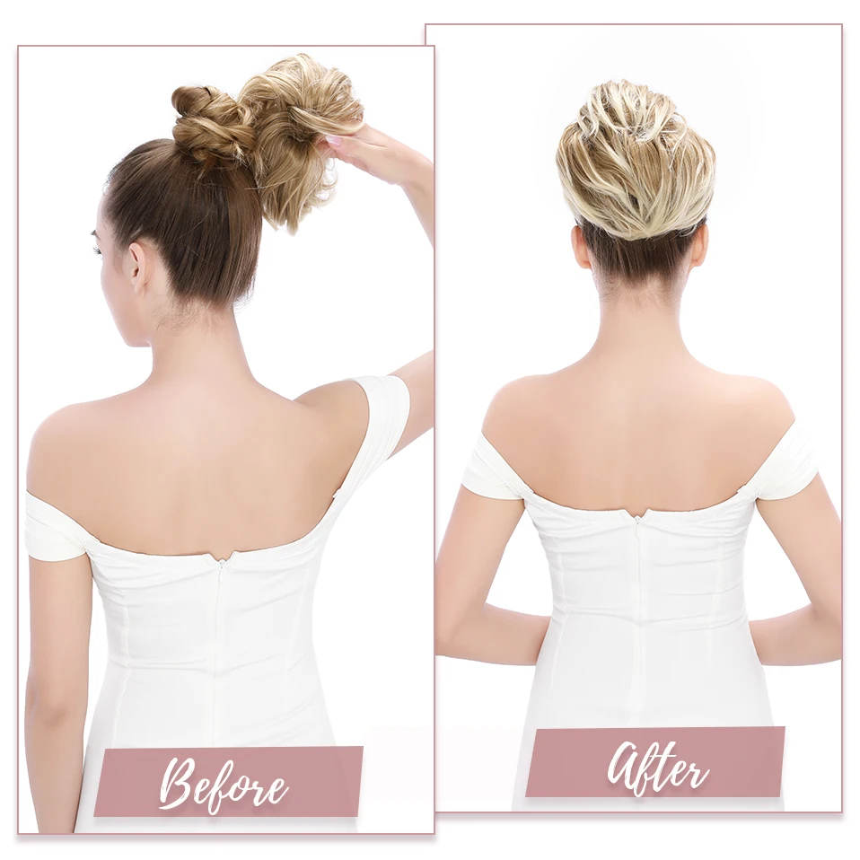 S-noilite sintetico soffice chignon parrucchino arruffato disordinato chignon fascia elastica per capelli updo chignon parrucchino per le donne 85g - immagine 6