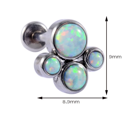 G23 Titanium&Steel Opal Cluster Ear Tragus Helix Cartilage Cz Gem Earrings Stud Labret Bar Ring Woman Body Piercing Jewelry