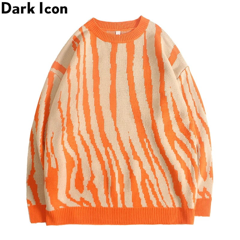 

Dark Icon Irregular Vertical Stripe Pullover Men's Sweater 2019 New Arrival Casual Sweaters Men