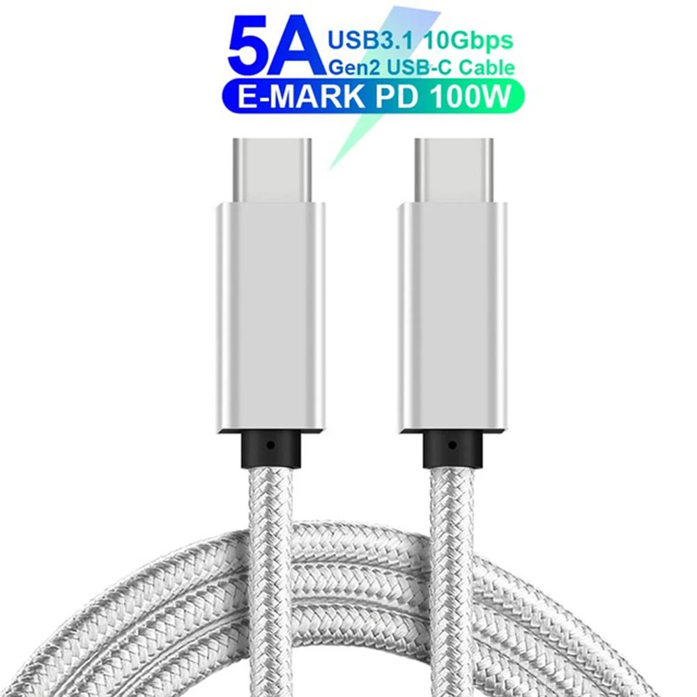 USB3.1 type c 5A 100W PD кабель QC 4,0 3,0 Быстрый кабель для быстрой зарядки 10Gpbs телефонный кабель 4K аудио провод зарядное устройство для Macbook samsung - Тип штекера: Silver Color