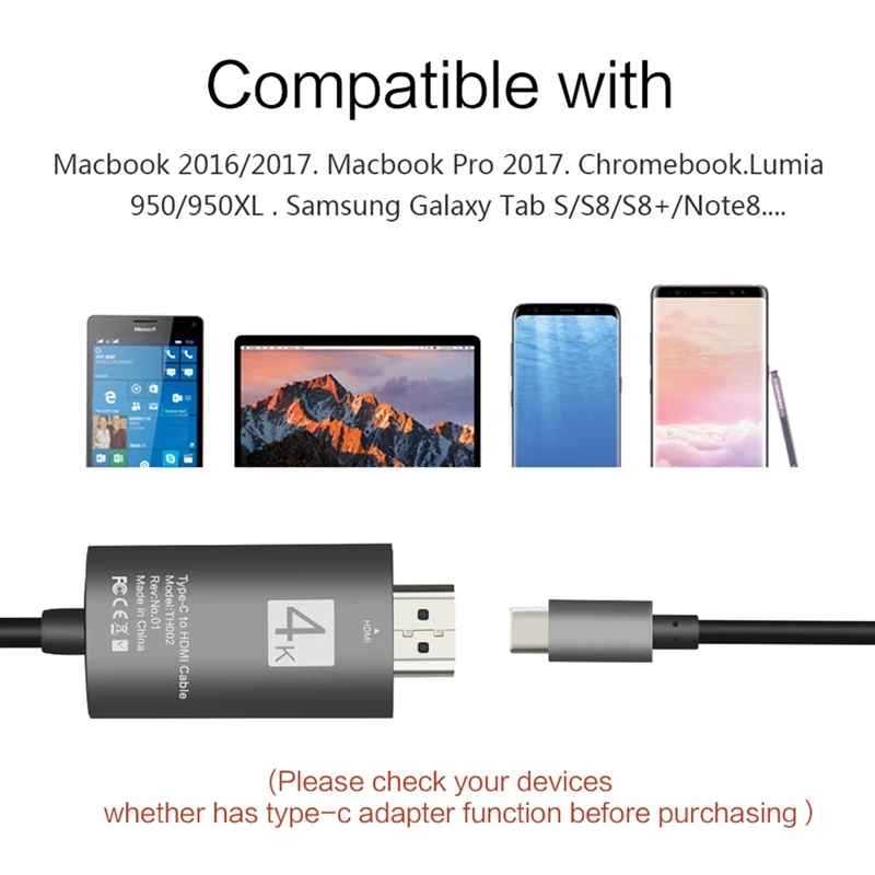 USB-C type-C к HDMI 4K* 2K UHD HDTV адаптер для samsung Galaxy S8 S8+ MacBook серый