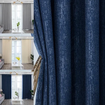 

Modern Chenille Stripe Blackout Curtains for the Bedroom Window Curtains Drapes for Living Room Door Home Decor The Curtains