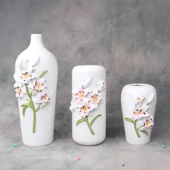 

3pcs /lot resin Flower Vase Decoration Home White Vases Imitation Ceramic Vase Flower Pot Decoration Nordic Style Basket