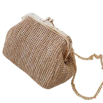 

Small Crossbody Boho Bags For Women Evening Clutch Bags Hasp Ladies Handbag Female Straw Beach Rattan Women Messenger Bag