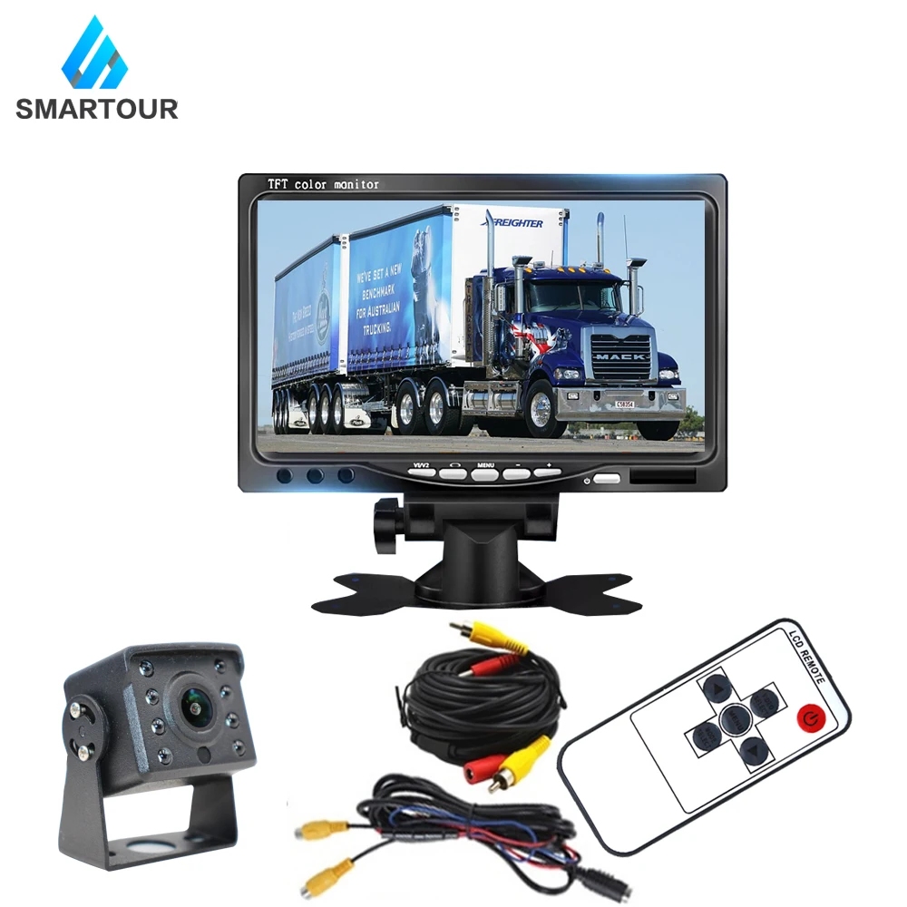 Smartour Автомобиль ИК светодиодный Резервное копирование Камера 4-контактный разъем+ " ЖК-дисплей Цвет TFT автомобильный монитор заднего вида и аксессуары для автобуса грузовика RV - Название цвета: with 1 camera