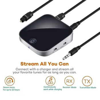 

2 In 1 Compact Size Transmitter Receiver APTX Wireless Stereo Audio Adapter Receiver Long Working Time